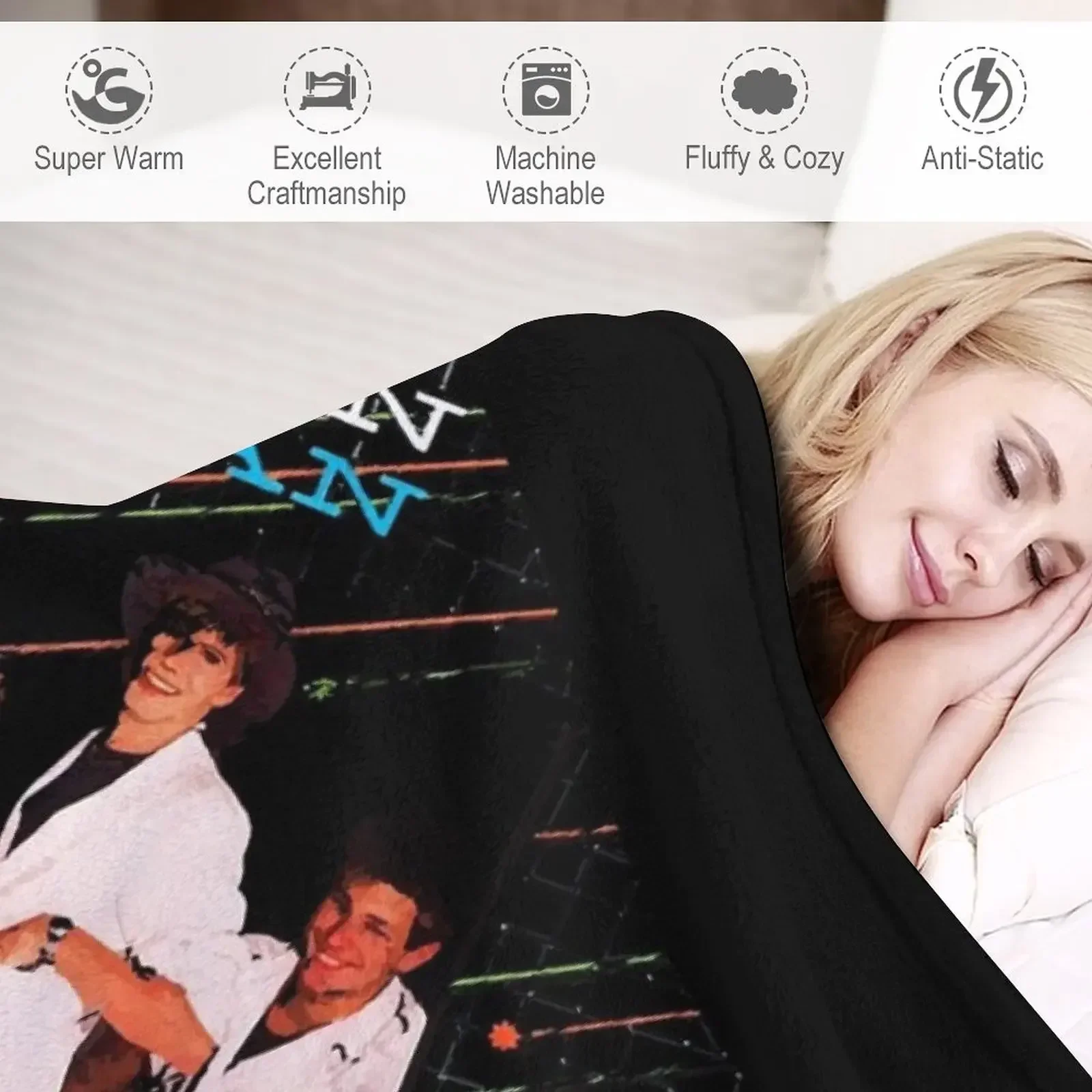 Duran Duran World Tour 1983-4 Throw Blanket Dorm Room Essentials sofa view 4