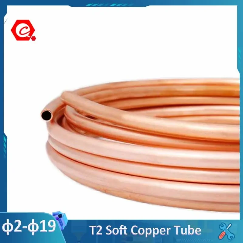 1/2/3/5Meters Copper Coil 99.9% T2 Soft Copper Tube Wire Pipe Air Conditioning Copper Tube OD2/3/4/5/6/8/10/12/14/16-19mm