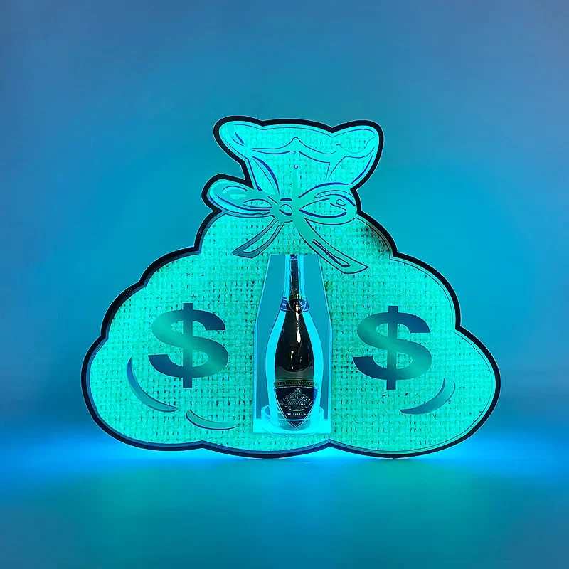Cross-border new LED luminous money bag wine bar champagne king foreign wine display stand lucky bag KTV atmosphere red wine