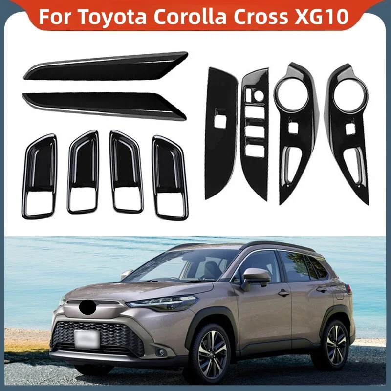 

RHD For Toyota Corolla Cross XG10 2021-2024 Glossy Black Car Accessories Window Switch Cover Inner Door Handle Bowl Cover