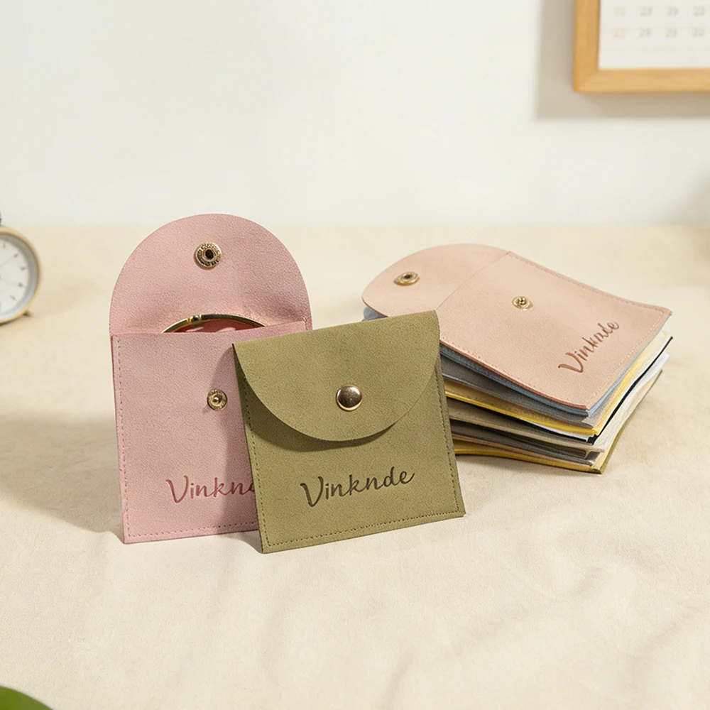 

50pcs 6x6cm Microfiber Suede Snap Bags DIY Custom Logo Dust Bag Jewelry Pouch Personalized Wedding Earrings Gift Product Package