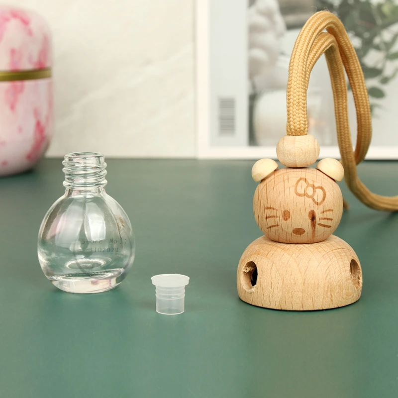 5ml Perfume Bottle Scent Diffuser Hanging Empty Bottle Delicate Car Air Freshener Diffuser Wooden Auto Oil Fragrance Diffuser