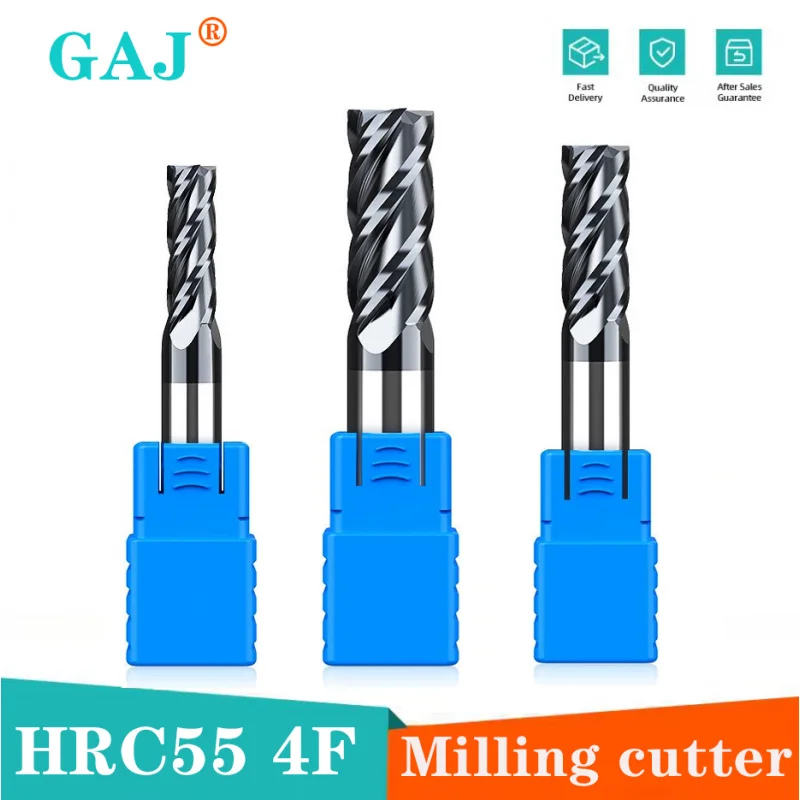 

Cnc Cutter HRC55 4Flute Nano Coating Tungsten Steel Carbide Face End Mill CNC Maching Tools Stainless Steel Milling Cutter 1-20m