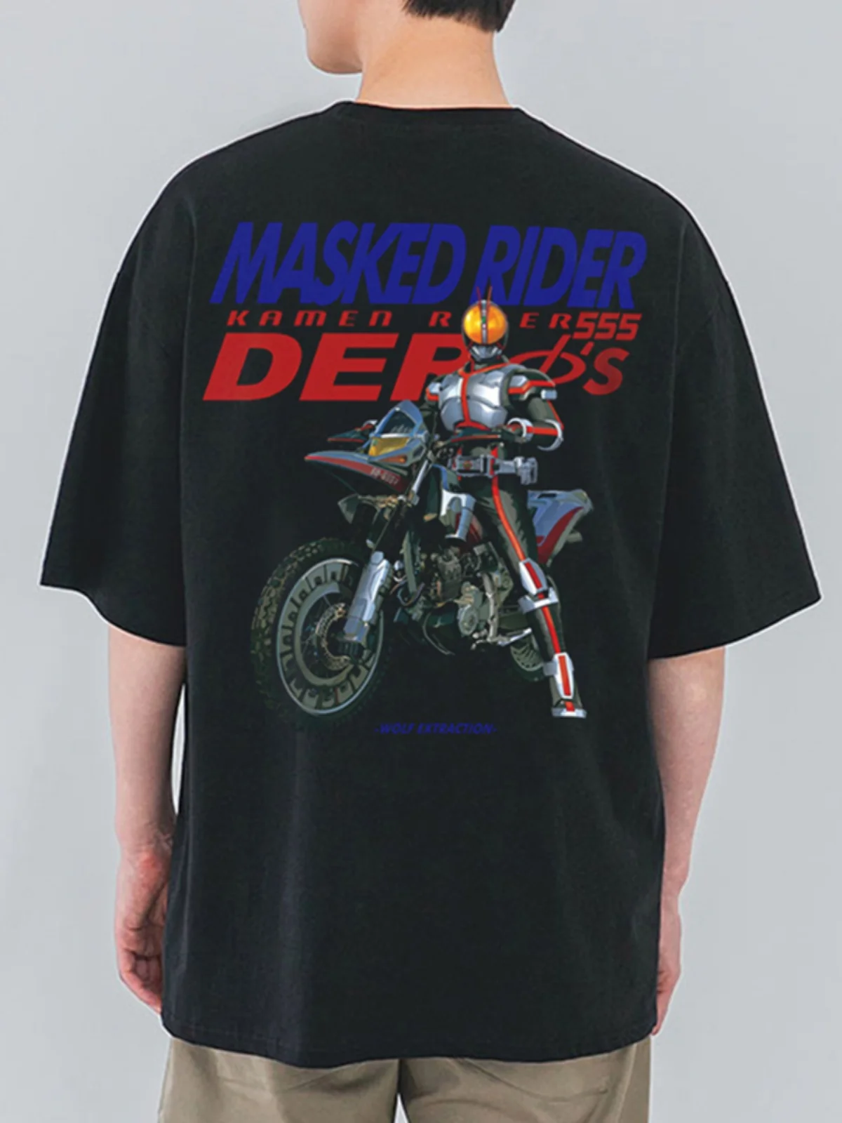 

Classic Cartoon Kamen Rider Printed Short Sleeve Men's and Women's Summer Heavy Cotton T-shirt Original Fashion Brand