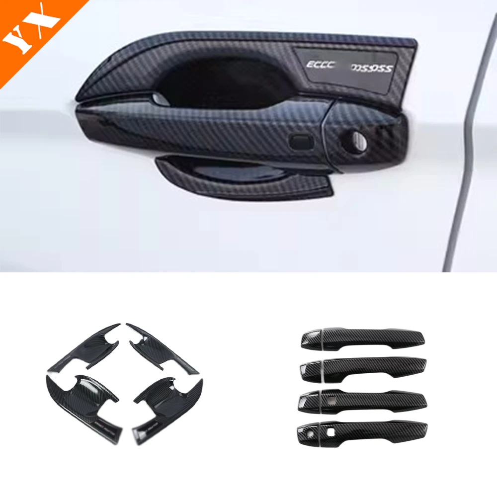 

For Mitsubishi Eclipse Cross Accessories 2018-2022 Carbon Car Side Door Knob Protector Door Handle Frame Anti Scratch Cover Trim