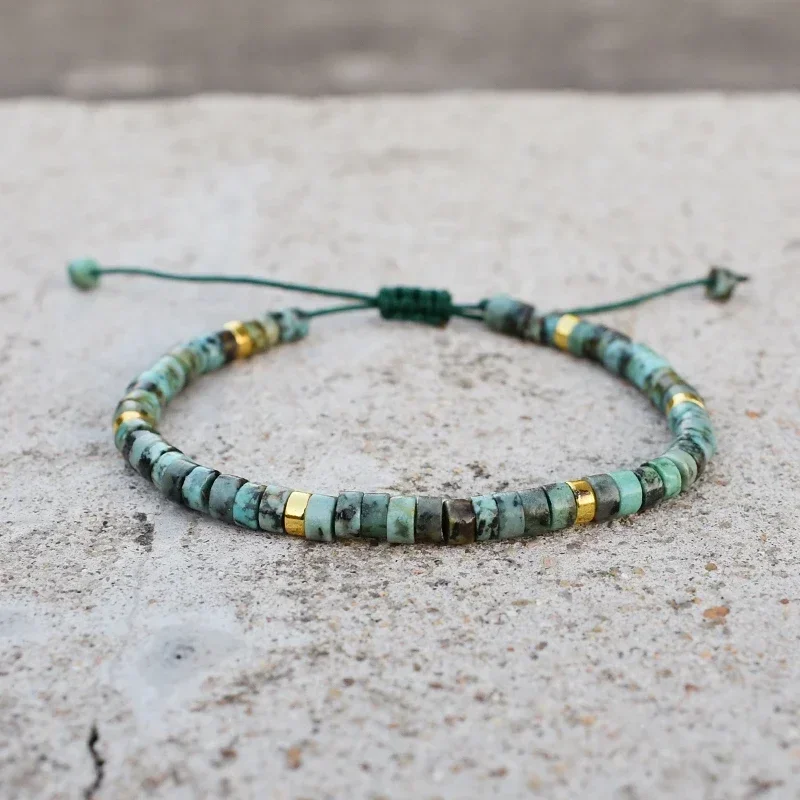 4mm Natural Stone Beads Braided Bracelet Small African Turquoise Bracelet for Women Men Handmade Bracelet Yoga Jewelry