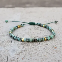4mm Natural Stone Beads Braided Bracelet Small African Turquoise Bracelet for Women Men Handmade Bracelet Yoga Jewelry