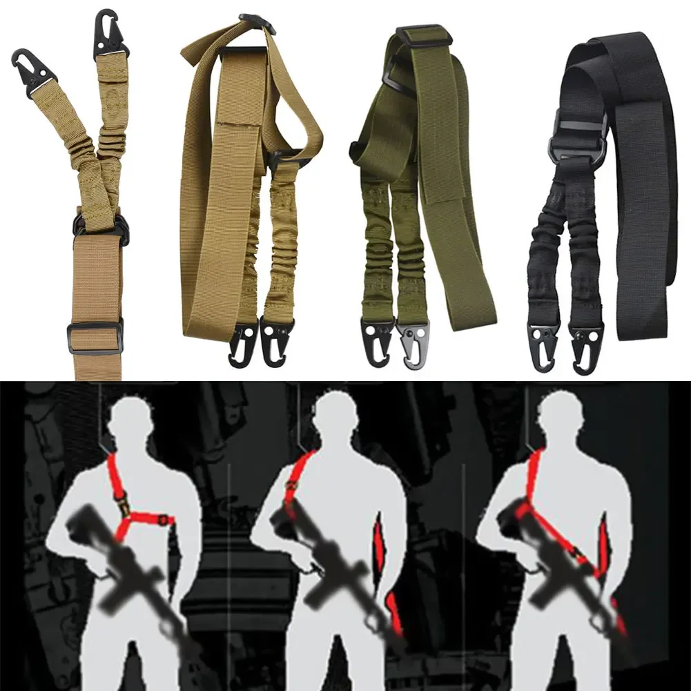 One Single Point Adjustable Bungee for Rifle Gun Sling Strap Hook Safety Belt Wild Survival Training Tactical  Equipment