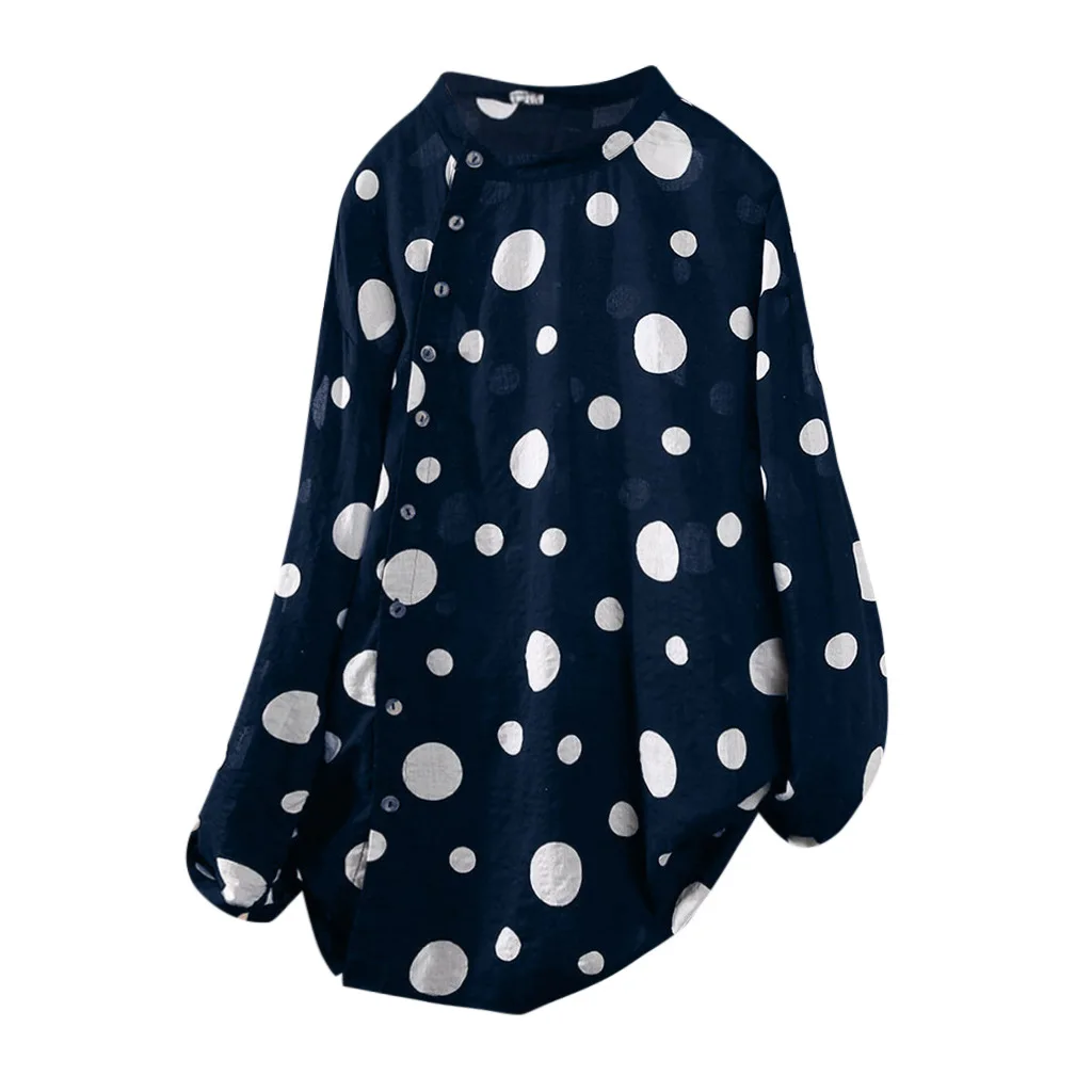 2019 Autumn New Fashionable Long Sleeved Polka Dot Chiffon Shirt For Women