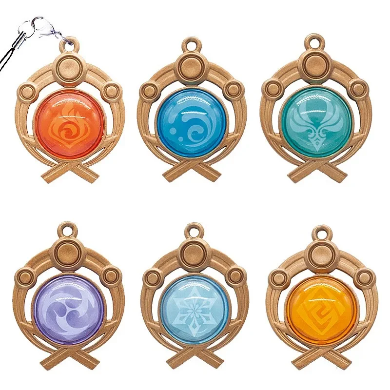 

Japanese Genuine Gacha Scale Model Genshin Impact Vision Pyro Hydro Anemo Electro Cryo Geo Pendant Action Figure Toys