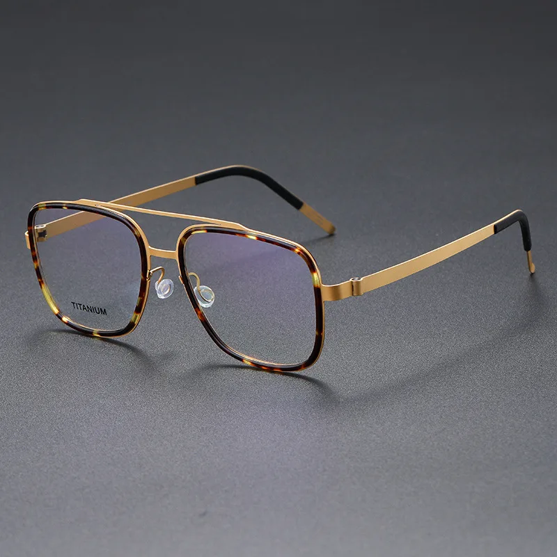 Denmark Brand Glasses Frame Men 9911 Business Square Screwless Ultralight Myopia Eyeglasses Woman Eyewear Double Beam Designer