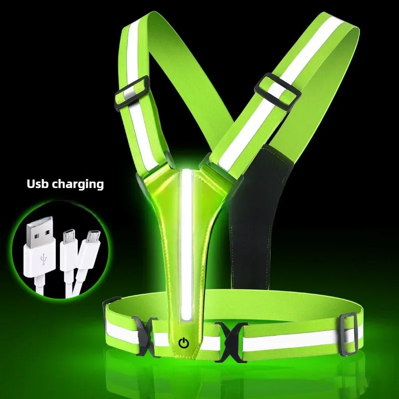 

Safety reflective vest LED light adjustable light cycling vest night warning work fishing sports vest cycling equipment Running