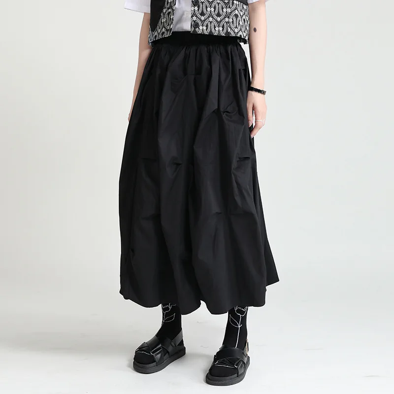 

Women's Runway Fashion Spring Summer Black Irregularity Skirt Female Autumn Winter High Waist A-Line Skirt TB049