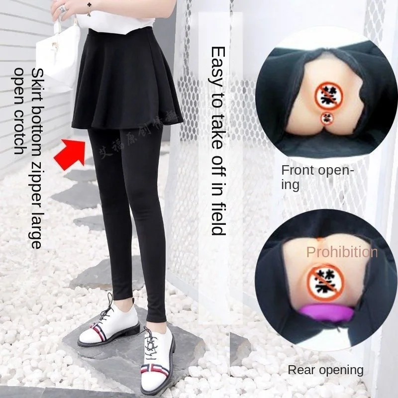 Pantalones de algodón de doble capa con cremallera Invisible para mujer, Leggings exóticos de talla grande para exteriores