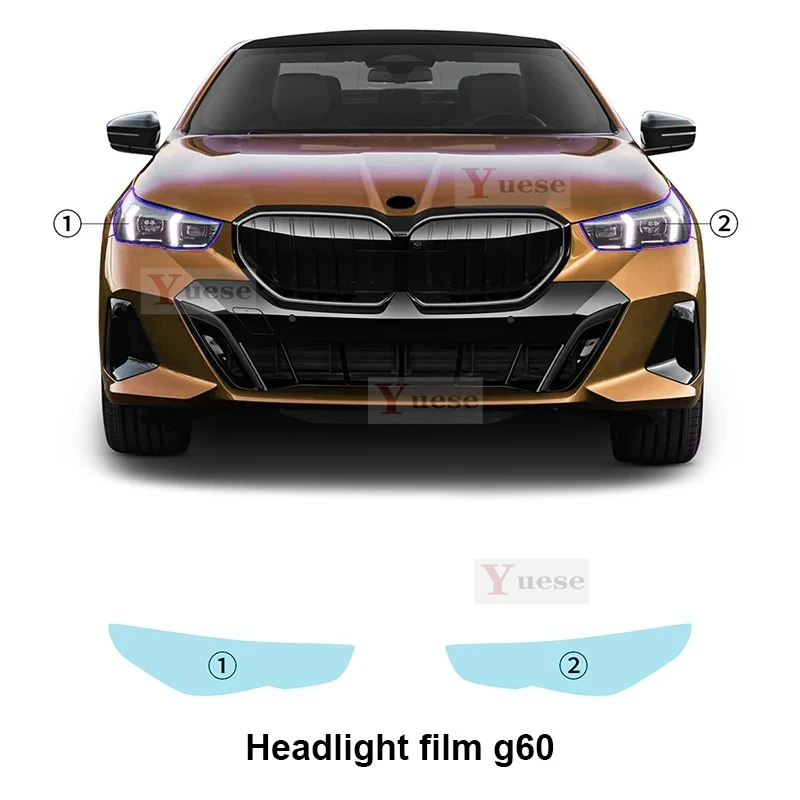 For BMW G60 5 Series M Sport 2024 Car Anti-collision Headlight Mirror Film TPU Transparent Protective Original Stickers