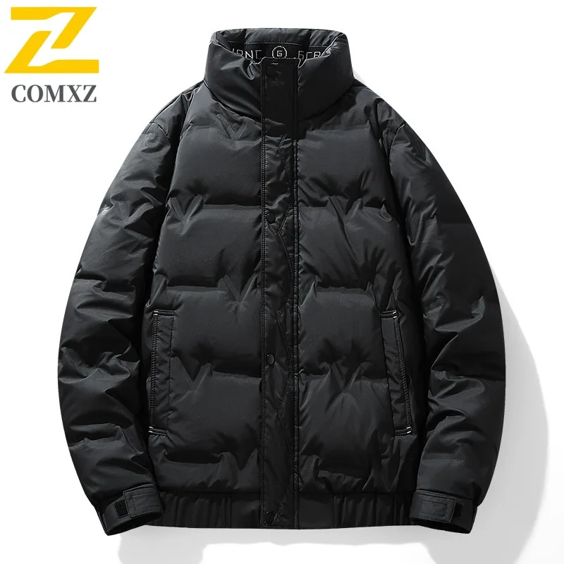 

COMXZ Повседневный пуховик с воротником-стойкой для мужчин, уличная морозостойкая парка для езды, корейская мода, комфортное легкое зимнее пуховое пальто