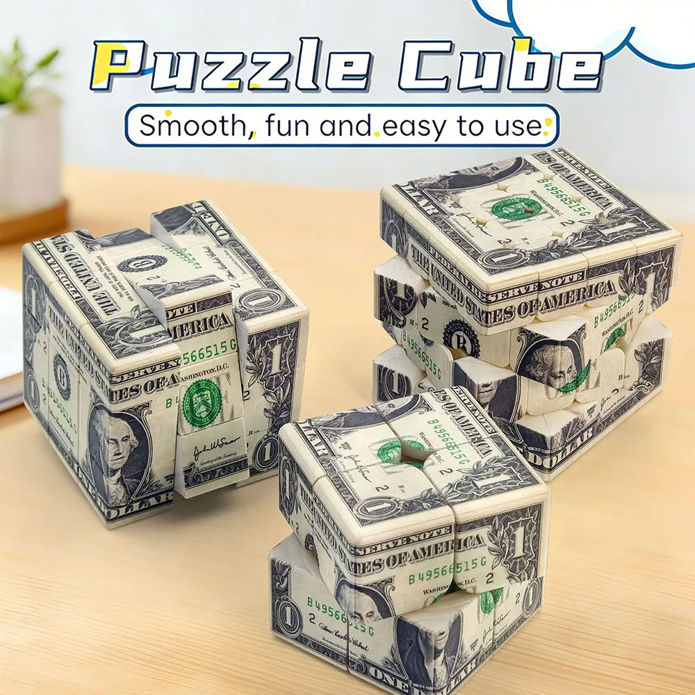 ZIINA STAR Dollar 3x3 Cube, Dollars 2x2 Speed Cube, One Dollar 4x4 UV Printing Element Cube Magic Cube, Christmas Gifts
