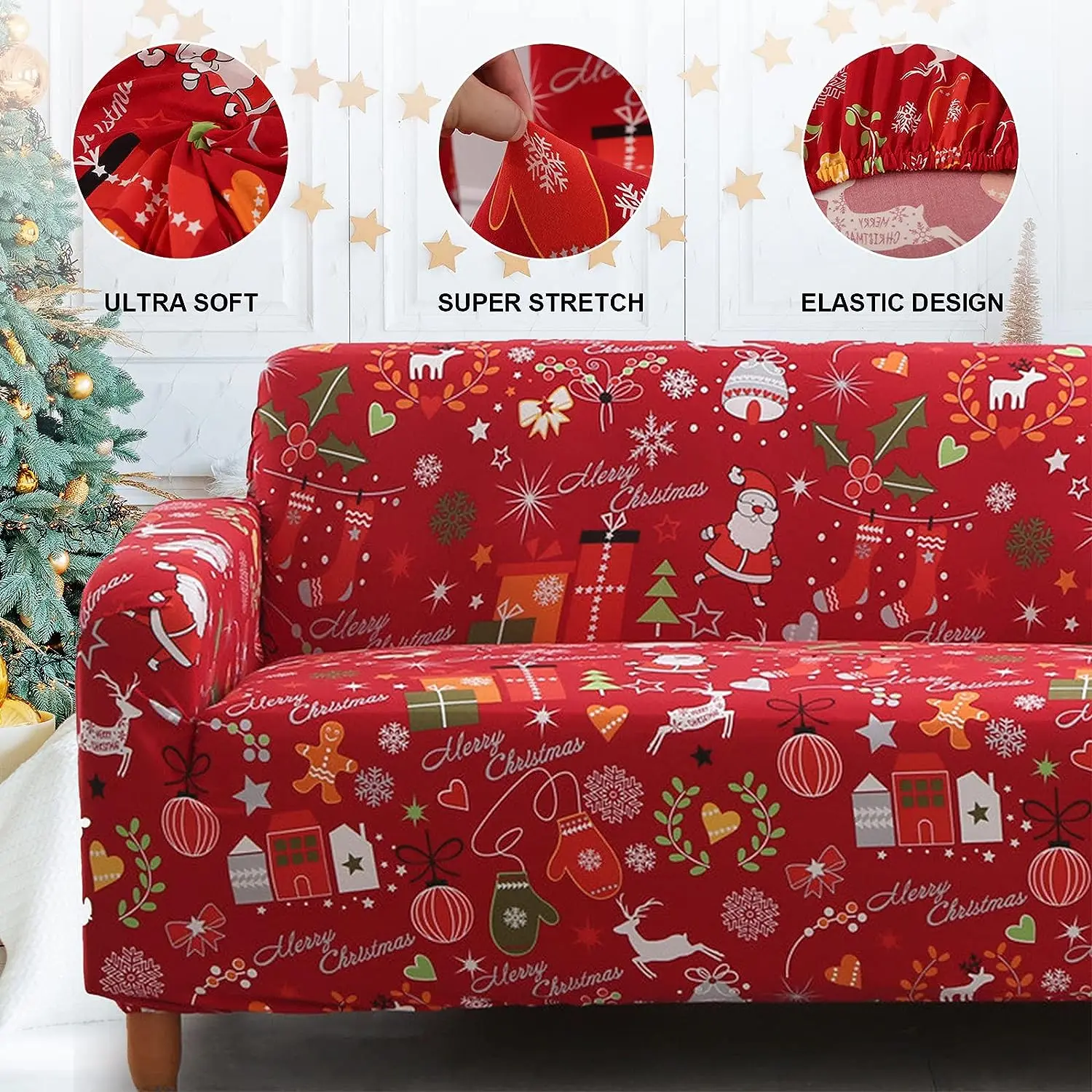 1/2/3/4-seater Christmas Sofa Slipcover Elastic Sofa Covers for Living Room Funda Sofa Couch Cover Home living Room