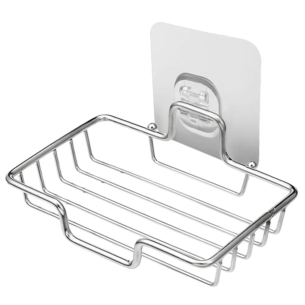 

Single-Layer Stainless Steel Soap Holder Bathroom Kitchen Punch-Free Wall-Mounted Soap Dish Draining Storage Rack