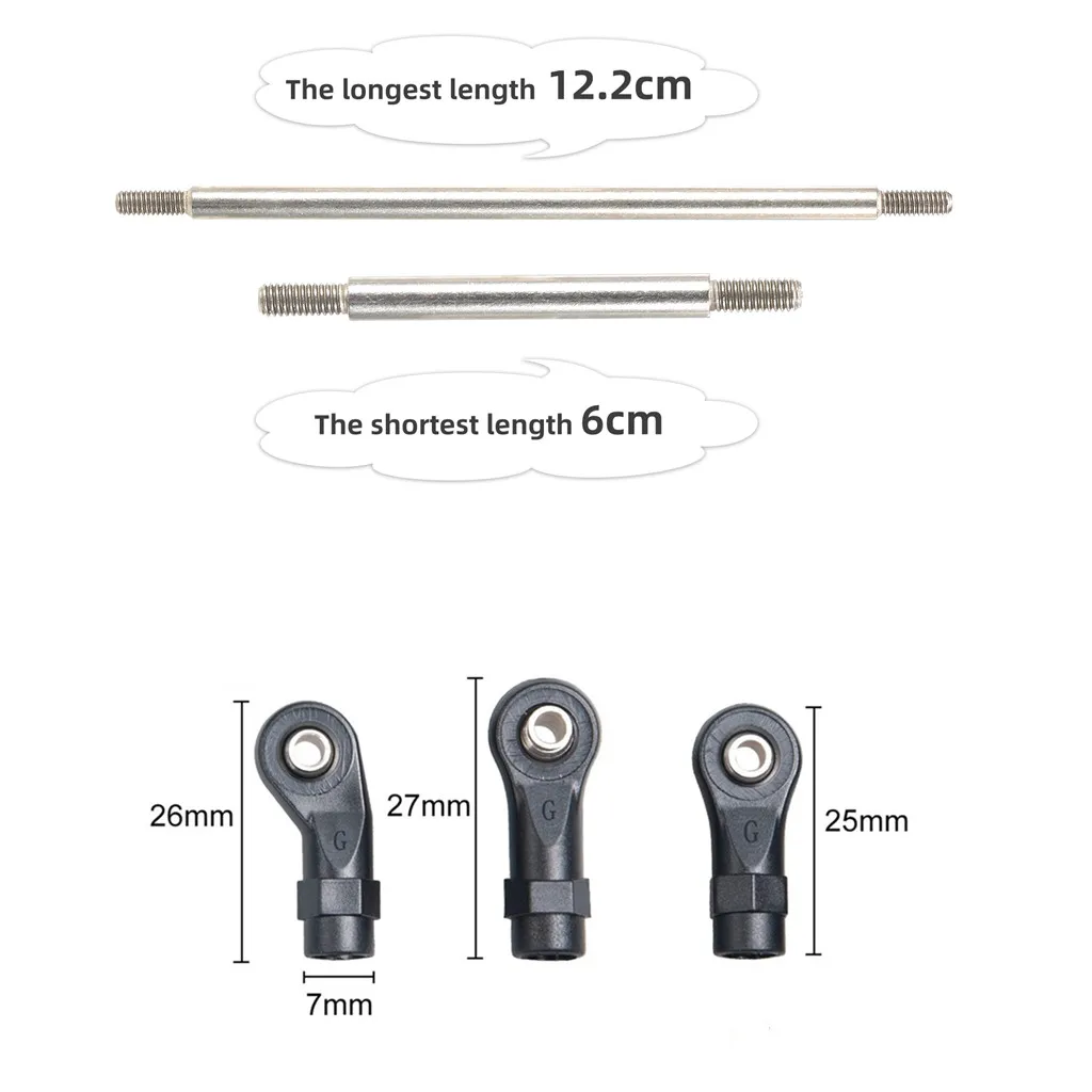 RCXAZ 313MM 324mm Wheelbase Stainless Steel Links Plastic Rod End Unassembled Kit for 1/10 RC Crawler Car TRX4 TRX6