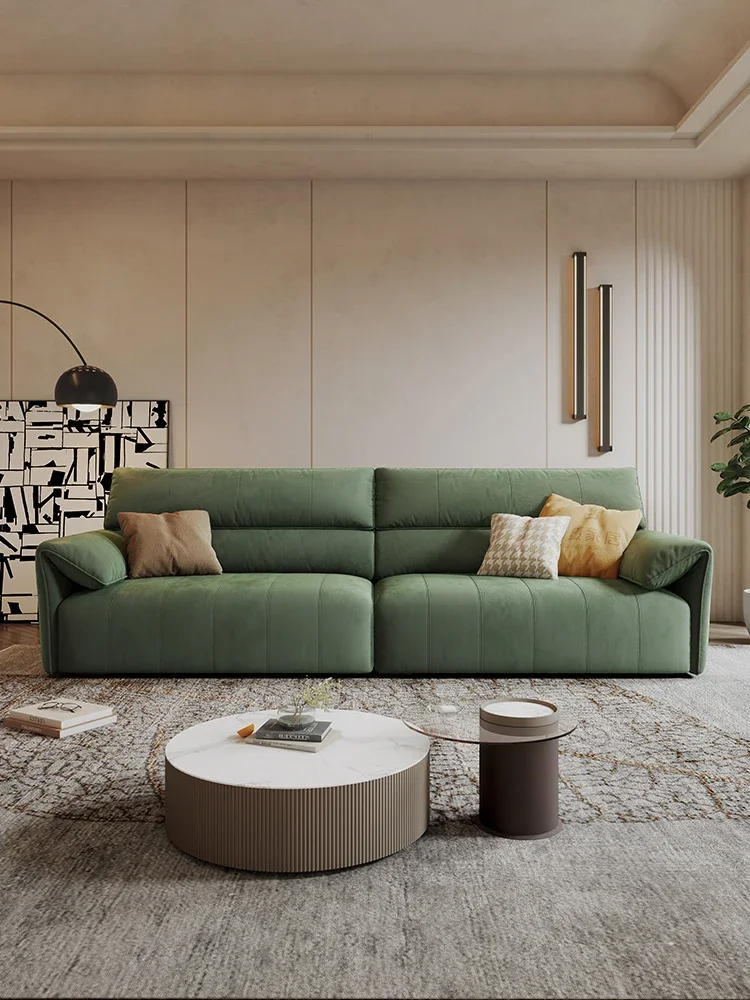 Nordic green new elephant ear fabric sofa living room modern simple inline sofa for three people