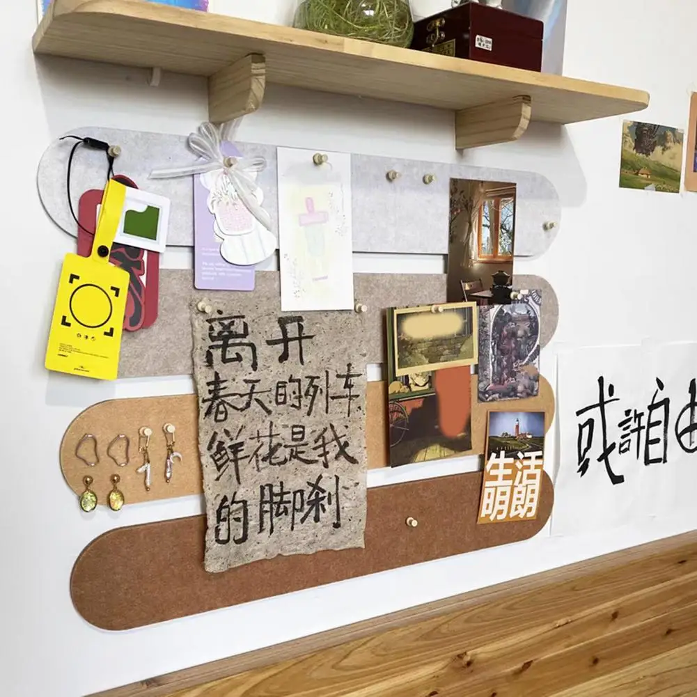 Note Organizer Self Adhesive Felt Pin Board Strips for Home Office Wall Decor Bulletin Board with Push Pins for Notes Photos
