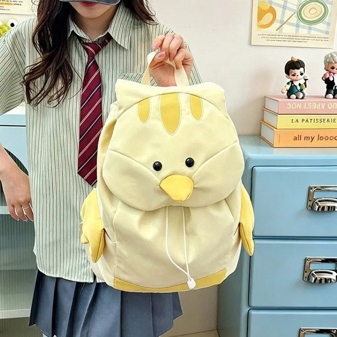 Trendy 2026 New Duckling Backpack Large Capacity Double Shoulder Bag for Junior And Senior High School Girls Oxford Cloth Wat...