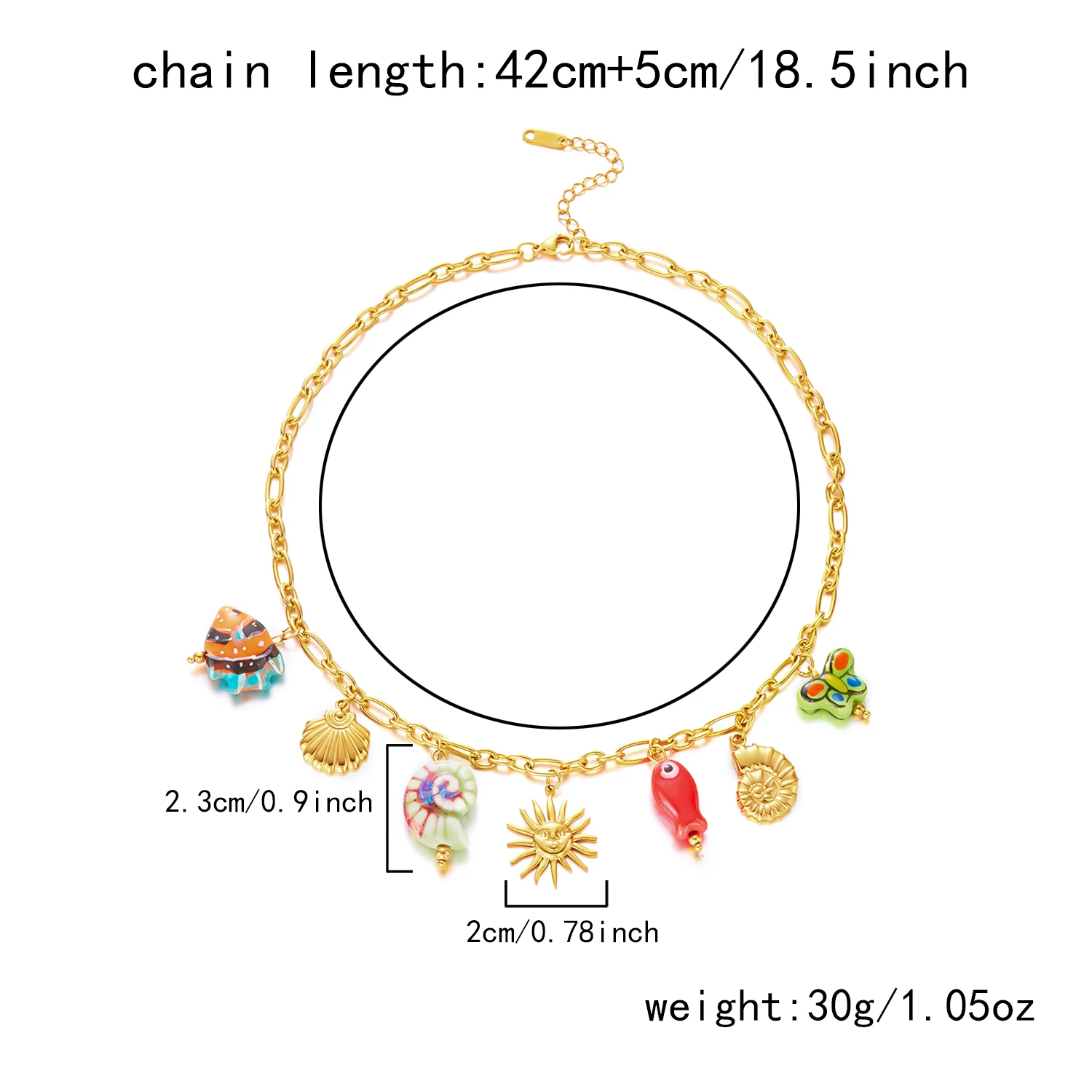 Mode Edelstahl Metall Conch Halsketten für Frauen Nette Shell Quaste Keramik Fisch Halsketten Party Täglichen Schmuck Geschenke – Detail 20