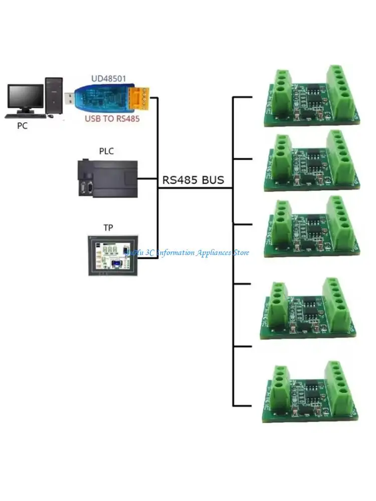 

2CH RS485 Modbus -55-125℃ Temperature Collector DS18B20 Sensors Adapter Board PLC Input Remote Module Replacement