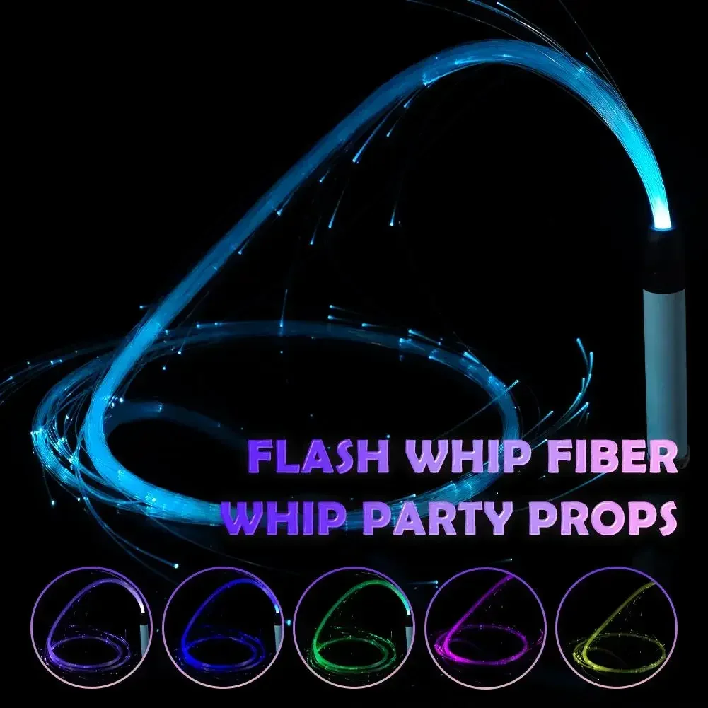 LED RGB Fiber Optic Whip 7color Change Super Bright Optical Hand Rope Light Pixel Whip  Dance Party Lighting Show for Festival