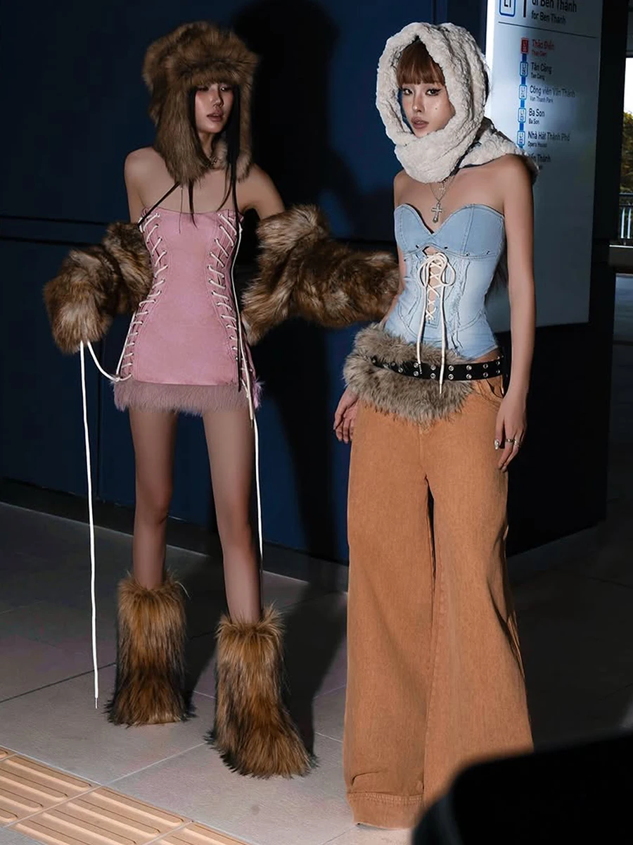 

Сексуальное Weird Puss Dr с дизайном на бретелях, женская облегающая юбка-бюстье на бретельках для молодых дам