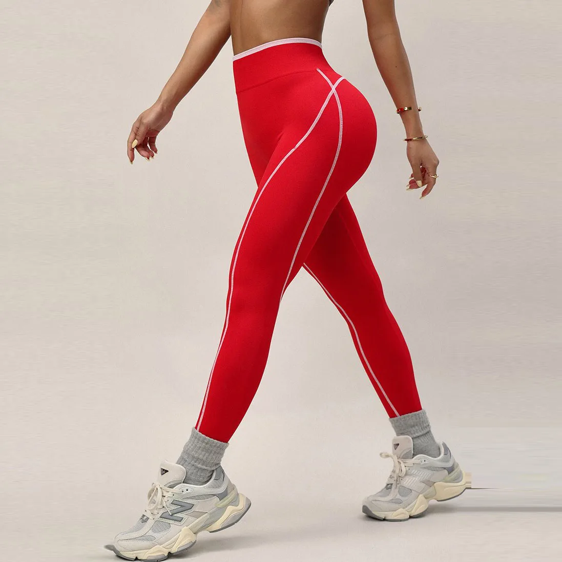 

Женские леггинсы для спортзала с белой полосой, эластичные, для фитнеса, тренировок, йоги, спортивные штаны, леггинсы для активного отдыха, тайтсы для бега, спортивная одежда