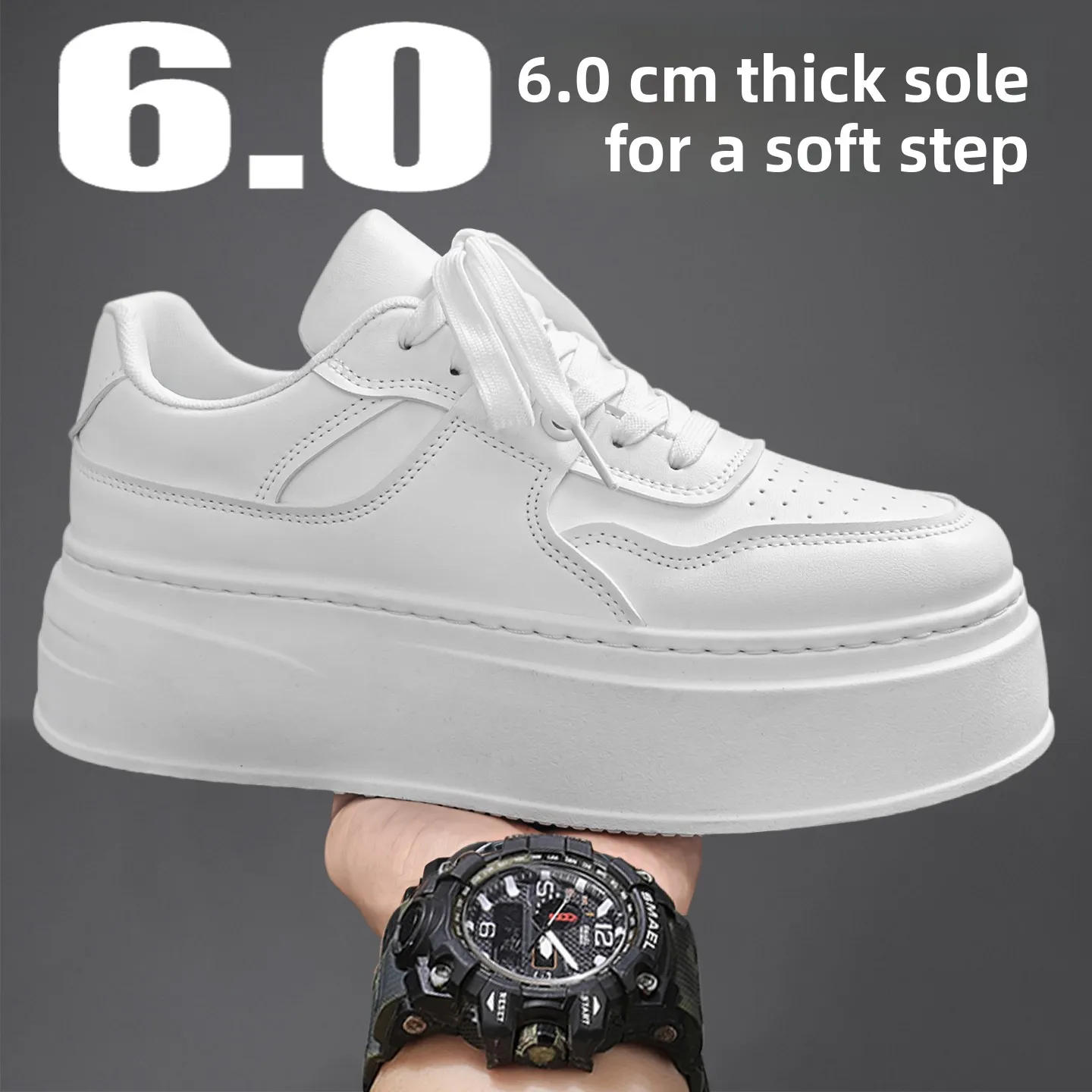 

Men's Sport oes Heightening Thi Bot Casual Leisure Sneakers Youth Faion Fall Season All-Match Trendy round Toe oes