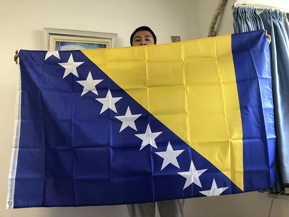 SKY FLAG 3X5Fts Flaga Bosnyki i Hercegowiny 90X150cm BIH BA Bosna Hercegovina Flaga do dekoracji Wisząca flaga narodowa