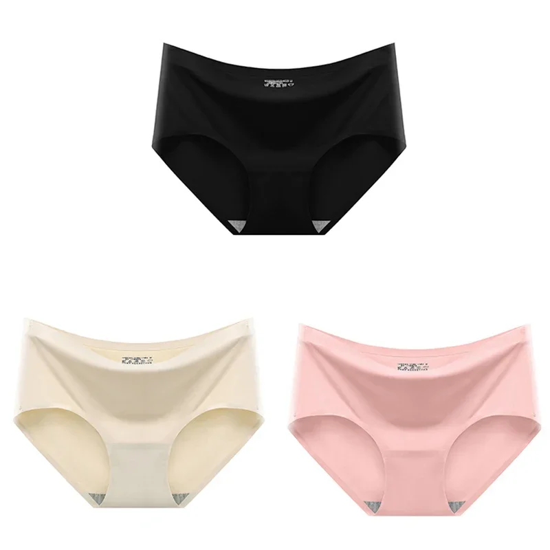 

3Pcs/Set Women Panties Ice Silk Seamless Maternity Underwear Lingerie Breathable Comfort Briefs Large Size Women Underpants