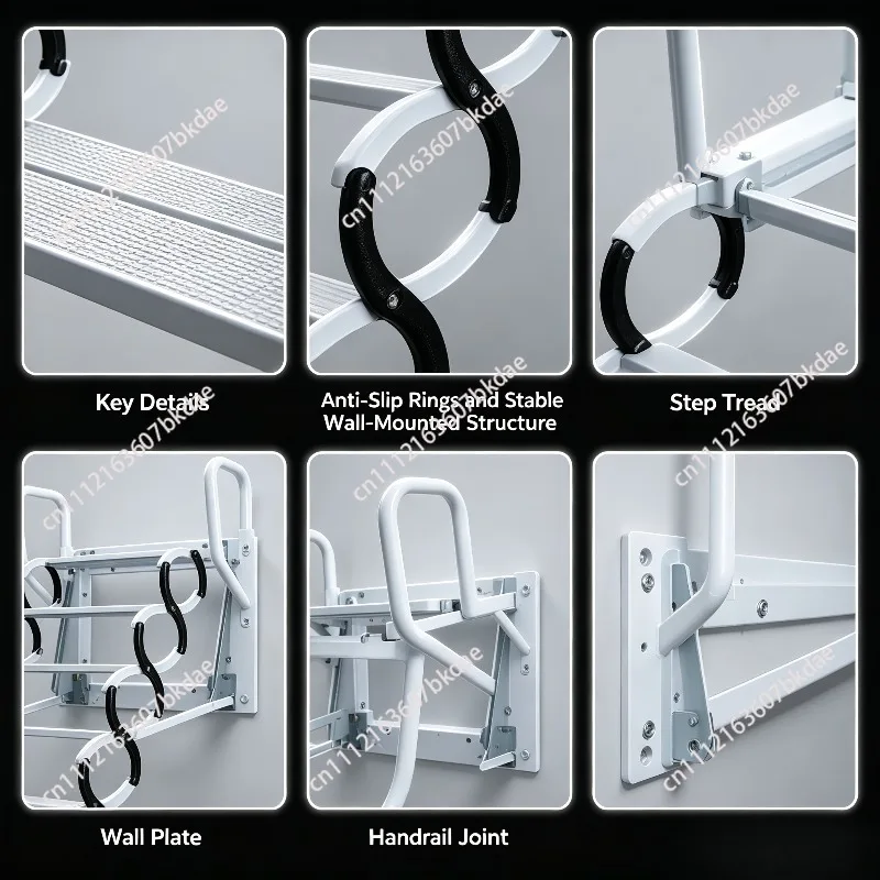 Wall-mounted folding ladder, 2-step attic staircase drop-down to decorate the house