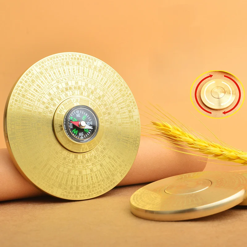 6cm/8cm Solid Brass Compass Fidget Spinner Big Size Metal Hand Spinner Adult Stress Reliever Toys for Teen ADHD Fidget Toys