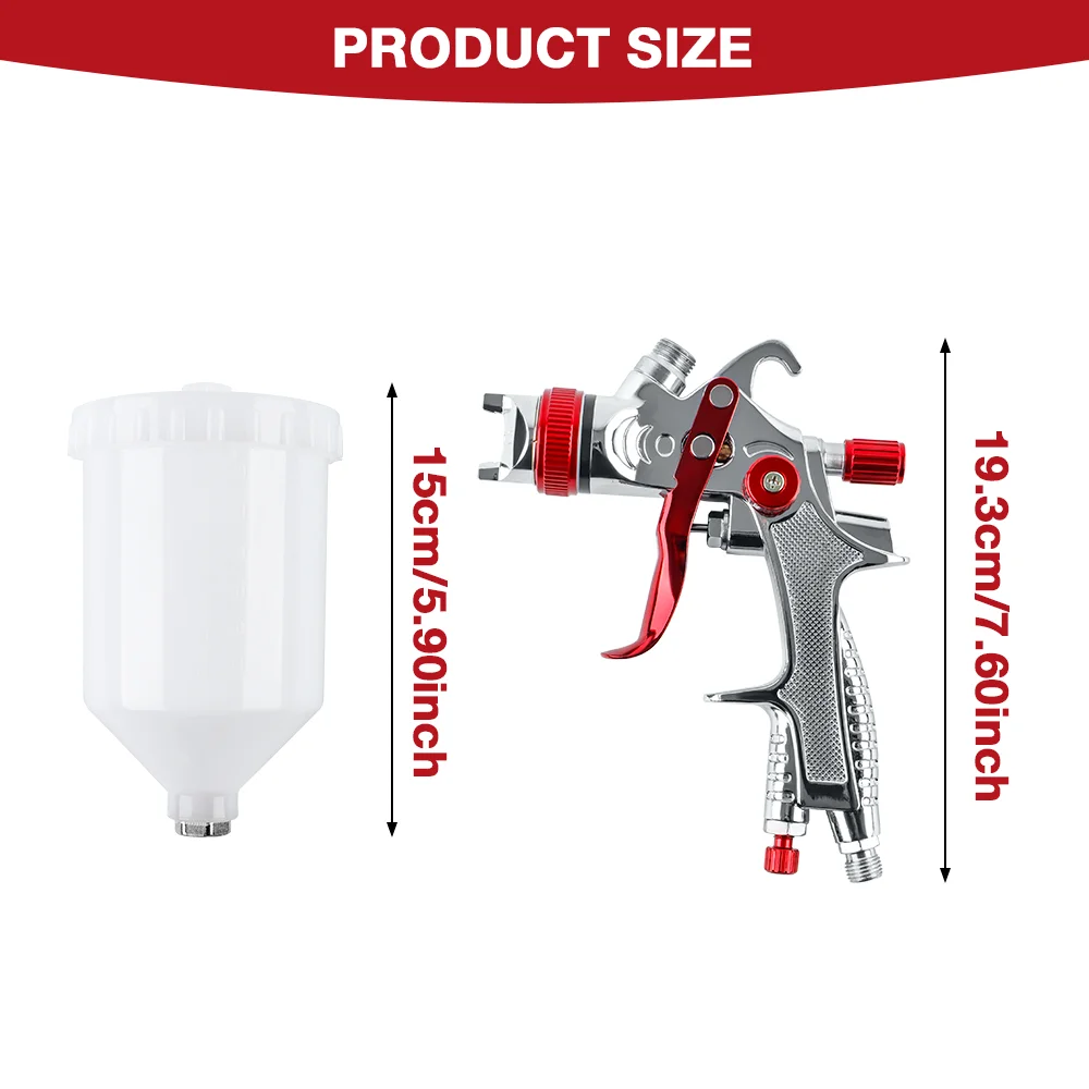 HVLP 에어 중력 스프레이 건, 1.3mm 노즐, 효율적인 분무, 조절 가능한 분사 폭, 자동차 수리용 공압 공구, 정밀 분사, 페인트 절약