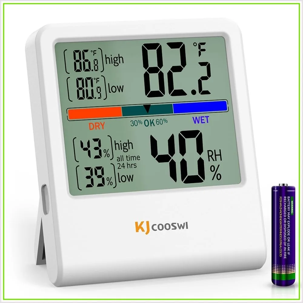 Indoor Thermometer Hygrometer, Accurate Temp & Humidity Monitor for Home, Office, Greenhouse, White