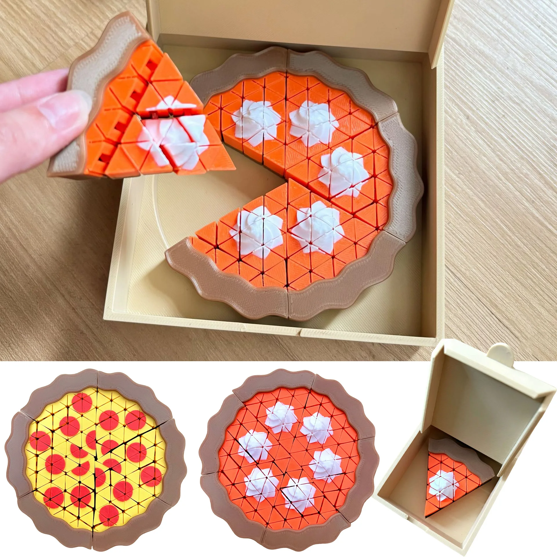 3D Printed Toy Pizza Fluid Block Simulated Food Decompression Fidget Roller Desk Ornament Kids Gift Home Decoration Office Toyss