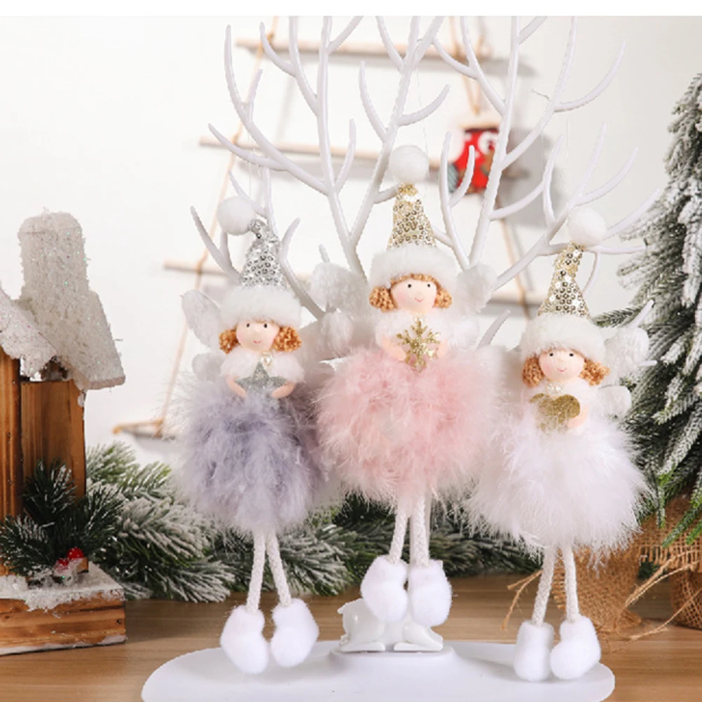 1Pcs Christmas Plush Angel Pendant Christmas Angel Ornaments Child Cute Doll For Xmas Festive Home Decor Kids Gift