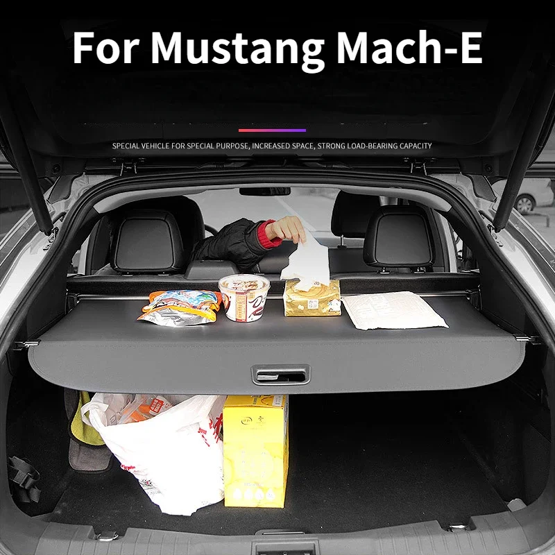 For Mustang Mach-E Accessories Organizer Trunk Curtain Retractable Trunk Interior Rear Racks Curtain Partition Sunshade Racks