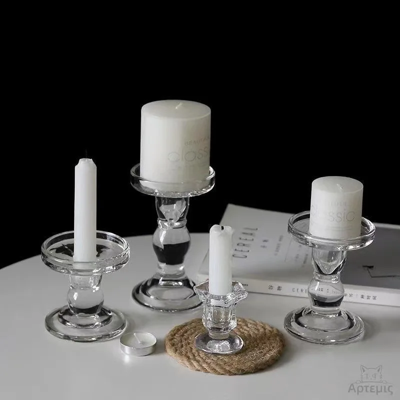 Roman Column Crystal Glass Tall Bamboo Home Decor Candlestick Candles Vintage Table Decoration Wedding Props