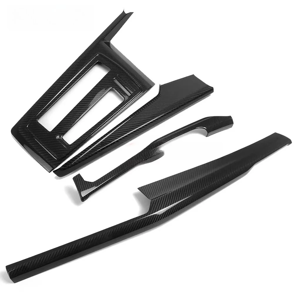 4 قطعة وحدة التحكم المركزية الداخلية للسيارة لوحة القيادة من ألياف الكربون الجافة ولوحة وحدة التحكم المركزية لسيارة VW Golf 8 MK8 GTE GTI GTD 2020-2022 #5