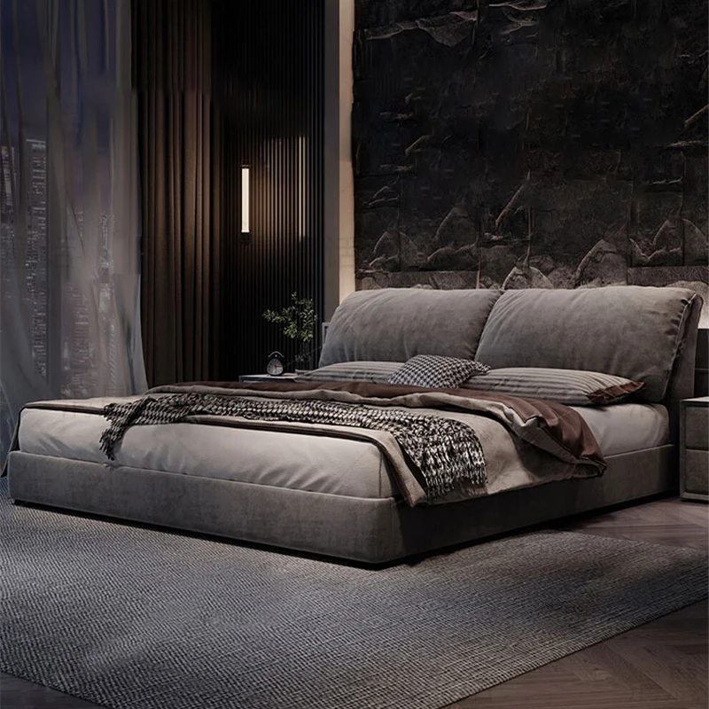 

Gray Vintage Wooden Double Bed Couples Large Storage Luxury Double Bed Japanese Cloud Adults Camas De Dormitorio Furniture Home