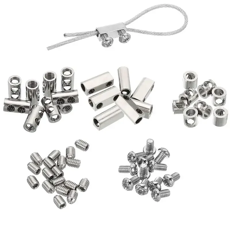5 Meters 304 Stainlessy Steel Adjustable Turnbuckle W/Single/Double Hole Buckles & Wire Rope Cable Railing Kit for Hanging