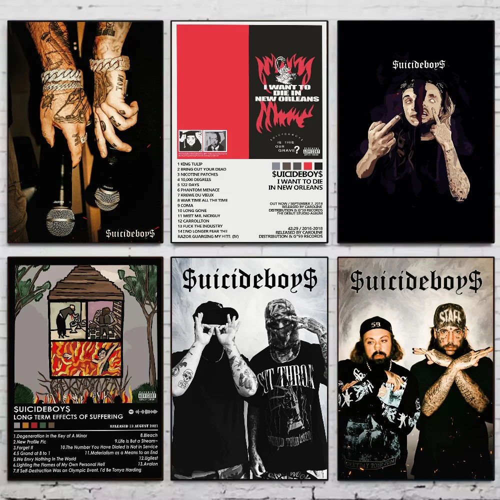 المغني S-Suicideboy الفرقة ألبوم المشارك ملصقات الفن جداريات حائطية ديكور لعبة غرفة ديكور الهدايا Kawaii HD اللوحة القط سيارات #1