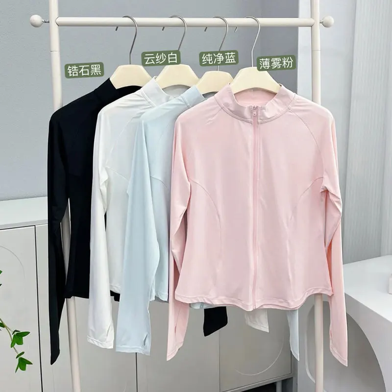 여성용 사이클링 자켓 SPF 50+ 자외선 차단 긴팔 러닝 아웃도어 지퍼 스포츠 셔츠 포켓 하이킹 낚시 셔츠