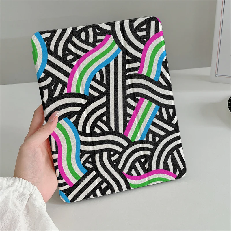 

For Apple iPad Air 2024 Pro 11 inch 2025 Air 5/4 10.9 iPad 10 th 9.7 Air 3 10.2/10.5'' mini 6/5/4 Cover Art Line Tablet Cases
