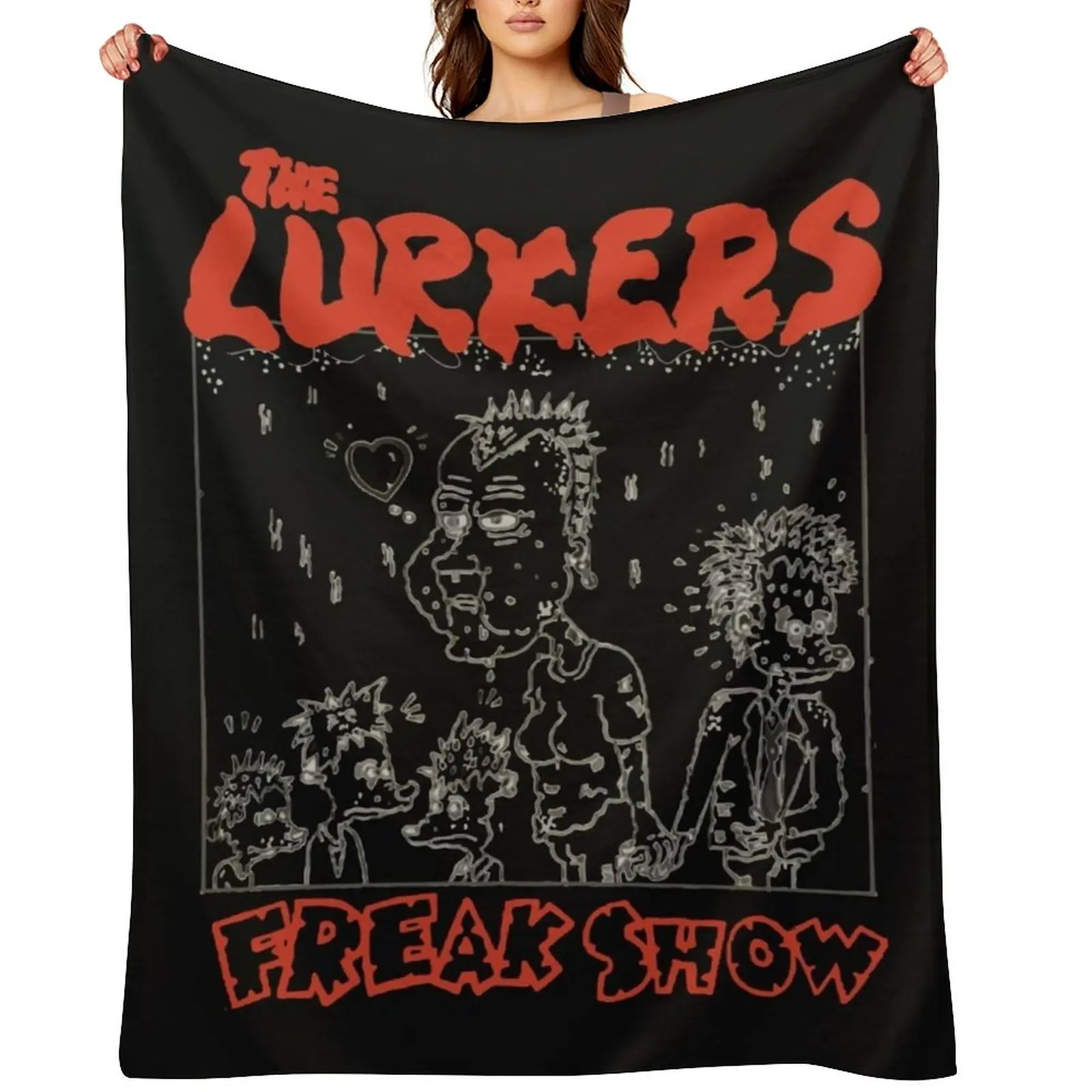 The Lurkers - Freak Show Throw Blanket Large Flannels blankets and throws halloween Blankets
